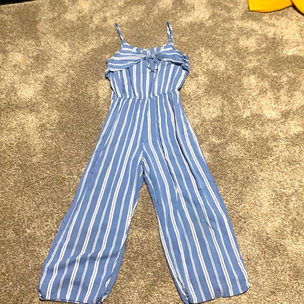 White and light blue jumpsuit